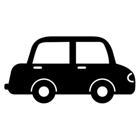 The silhouette of a small car on a white background. The vehicle icon is a side view. Vector isolated stencil illustrationのイラスト素材