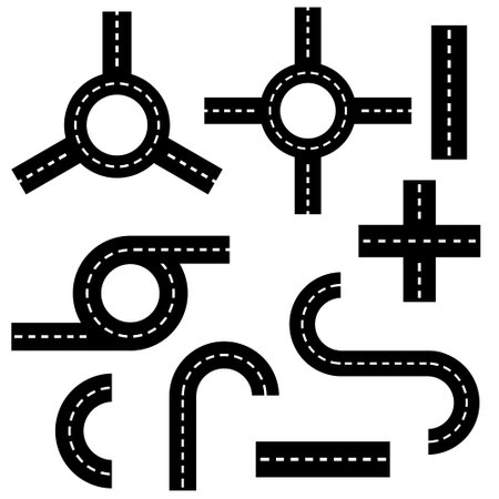 A set of road elements. Stencil of the highway, highway. Vector illustrationのイラスト素材