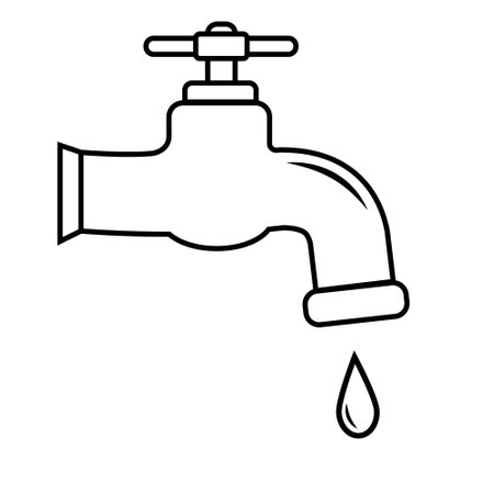 A dripping faucet with a line icon for the Internet, mobile devices and infographics. Vector isolated doodle-style signのイラスト素材