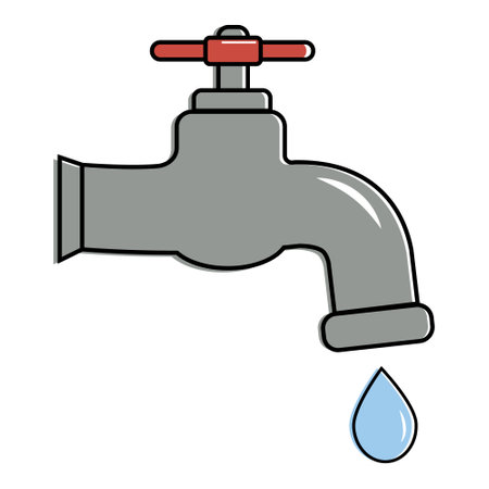 Water tap with falling drop. Isolated on white background. Classical old valve.のイラスト素材