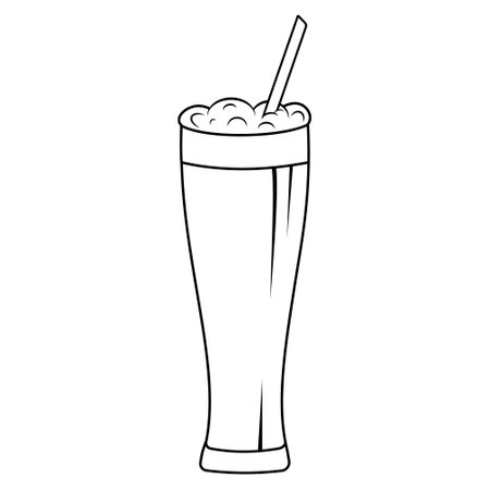 A glass with a milkshake and a straw, an isolated vector illustration of the iconのイラスト素材