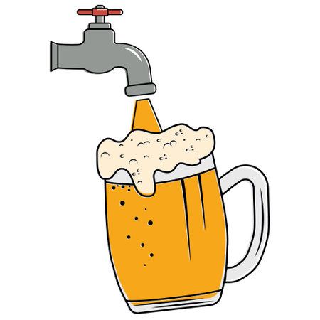 Beer in a mug, vector isolated illustration on a white backgroundのイラスト素材