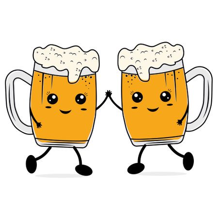 A cute funny Beer Mug character. Vector hand-drawn illustration of a kawaii cartoon character.のイラスト素材