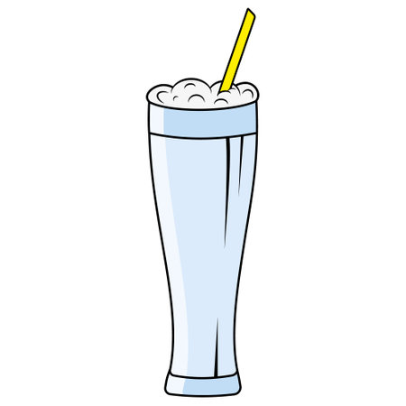 Milkshake with whipped cream and cherry photo-realistic vectorのイラスト素材