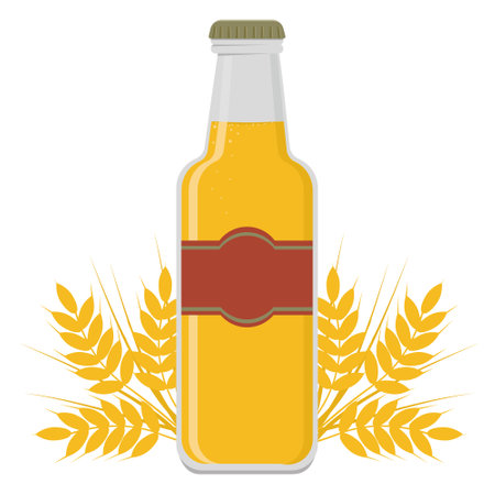 Beer bottle, color isolated cartoon-style illustrationのイラスト素材
