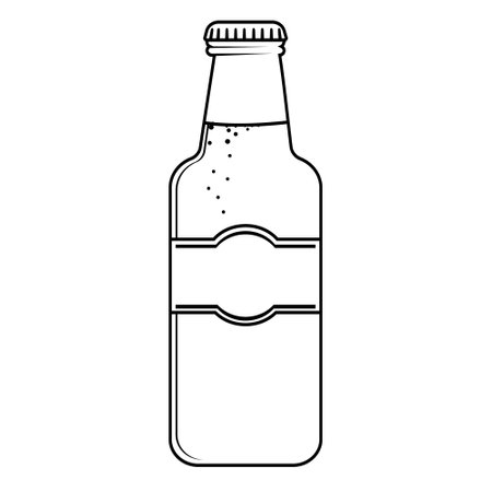 Beer bottle, black outline doodle styleのイラスト素材