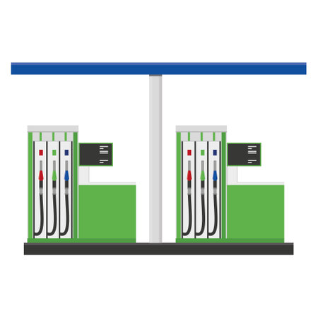 Vector illustration of a car filling station in cartoon styleのイラスト素材