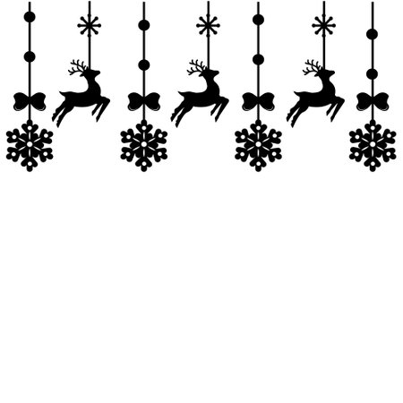 Hanging Christmas garland with reindeer isolated on a white backgroundのイラスト素材
