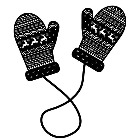 Warm winter mittens with Scandinavian ornamentのイラスト素材