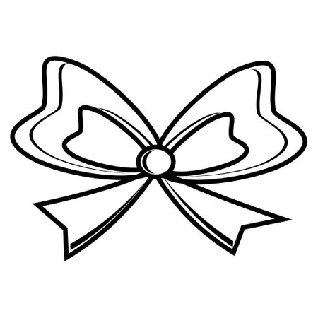 Gift insulated bow, black outlineのイラスト素材