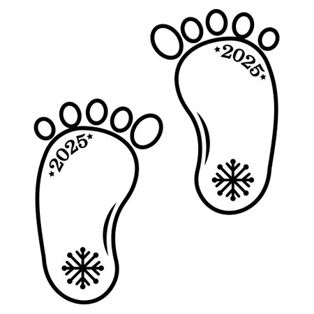 A footprint with a snowflake imageのイラスト素材