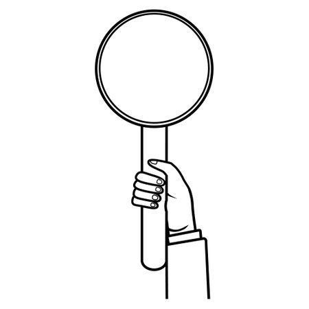 The auction plate in his hand is highlighted on a white background. The concept of bidding. Competition at the auction. Signs raising their hands, with inscriptions about the proposal.のイラスト素材