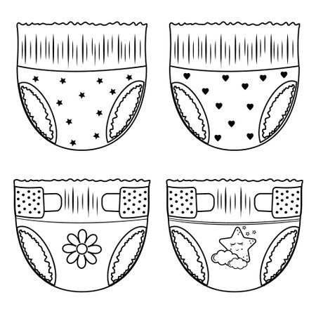 baby diaper line icon vector. baby diaper sign. isolated contour symbol black illustrationのイラスト素材