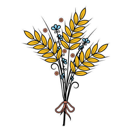 Botanical autumn bouquet of wheat earsのイラスト素材