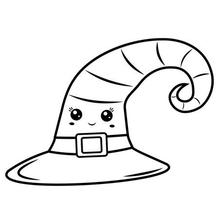 Wizards hat in the style of hand-drawn doodles, character kawaii.のイラスト素材