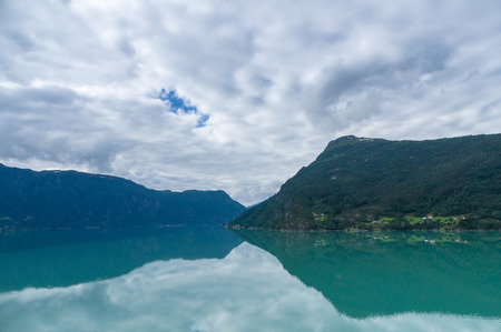 The innermost arm of the Sognefjorden is called the Lustrafjord, located in the municipality of Luster.の写真素材