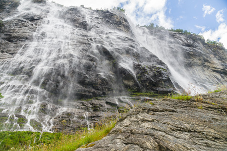 Norwegian waterfall Seven Sisters from pedestal viewの写真素材