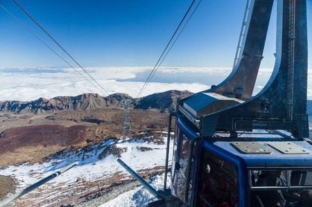 Carcable at peak of volcano Teide is ready for descendのeditorial素材