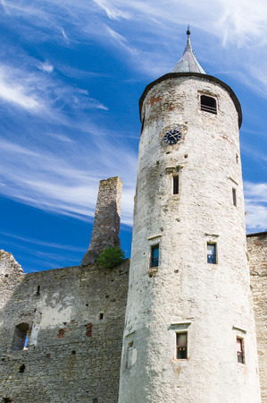 The main tower of the Episcopal castle in Haapsalu Estoniaの写真素材