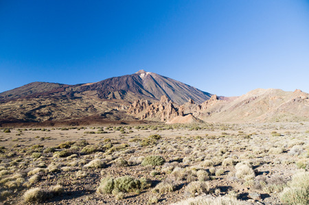 Volcano Teide and Garcia rocks Los Roques de Garcia, tenerife, Canary islands, Spainの写真素材