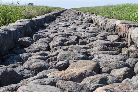 Closeup on large stones of Ainazi North Pier, Latviaの写真素材