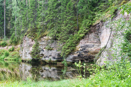Outcrops of Taevaskoda on the Ahja river, Estoniaの写真素材
