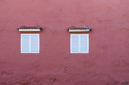 Typical canarian house wall with two windows