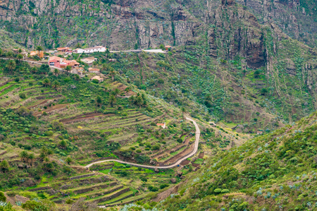 Secluded Masca valley view from Mirador de La Cruz de Hilda, Tenerife, Canary islands, Spainの写真素材