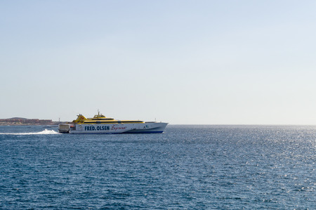TENERIFE, SPAIN - JANUARY 19, 2016: Fast ferry Fred. Olsen Express connecting Tenerife with other islands of Canary archipelago.のeditorial素材
