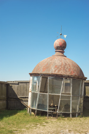 Vintage style terrace made from old top part of lighthouseの写真素材