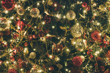 New Year or Christmas decoration and illumination, holiday backgroundの写真素材