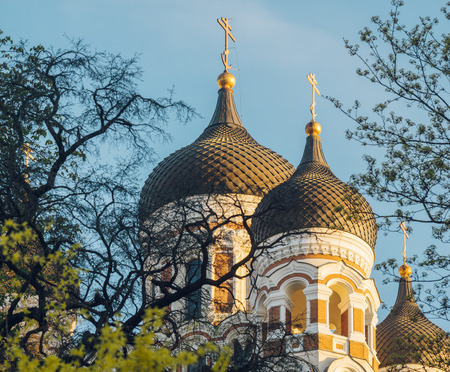 Alexander Nevsky Cathedral on sunny springtime morning, Tallinn, Estoniaの写真素材