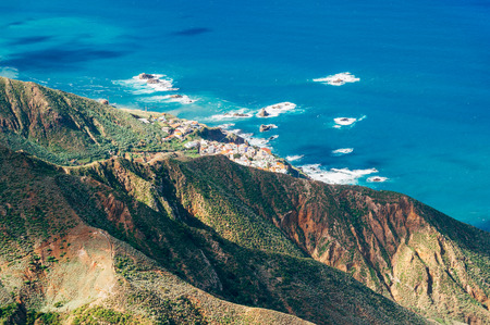 Top view on Almaciga village from Anaga mountains, Tenerife, Spainの写真素材