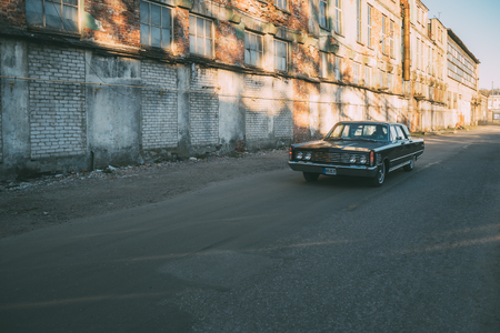 TALLINN, ESTONIA - MAY 6, 2017: American Beauty Car Show, in motion 1965 Mercury Park Lane on street of Kalamaja district.のeditorial素材