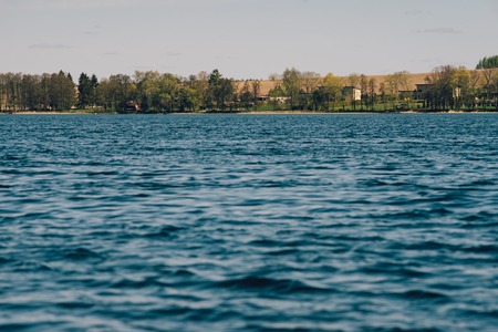 Idyllic lakeside by springtime day. Saadjarve, Estoniaの写真素材