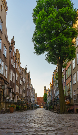 Mariacka street by the morning, old town of Gdansk, Polandの写真素材