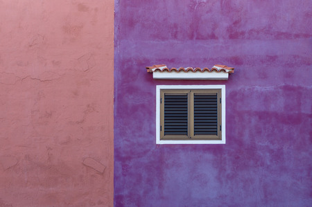 Colorful house wall with window. Typical canarian architectureの写真素材