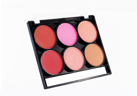 Blush palette for face white backgroundの写真素材