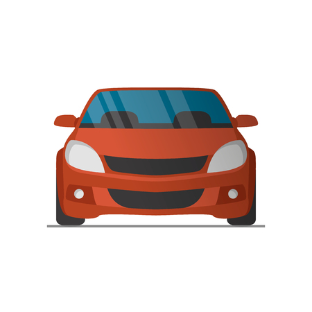 Vector sports red car front view illustration