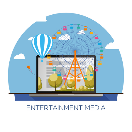 Flat design modern vector illustration concept of entertainment internet media developmentのイラスト素材