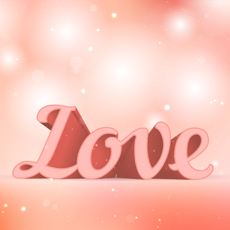 Realistic 3d pink Love sign. Typography card vector illustrationのイラスト素材