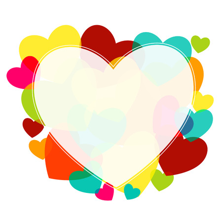 Various multicolored hearts. With heart-shaped text boxのイラスト素材