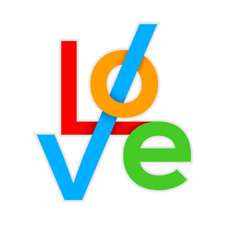 LOVE Colorful Happy Valentines day card, 3d letters illustrationのイラスト素材