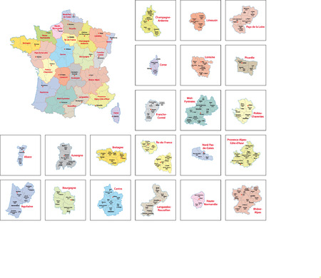 France administrative mapのイラスト素材