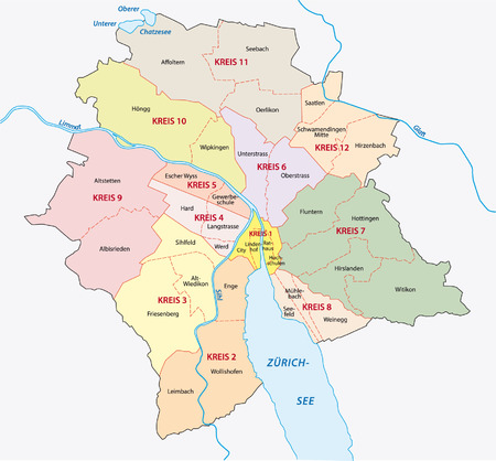 Zurich administrative mapのイラスト素材