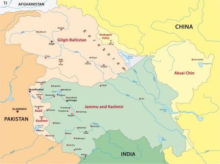 Kashmir mapのイラスト素材