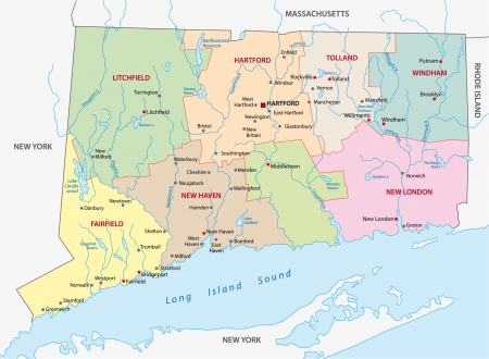 connecticut administrative mapのイラスト素材