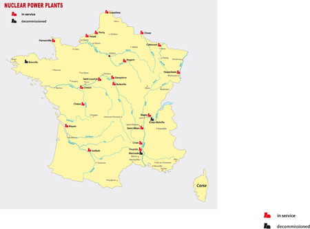 france nuclear power plants mapのイラスト素材