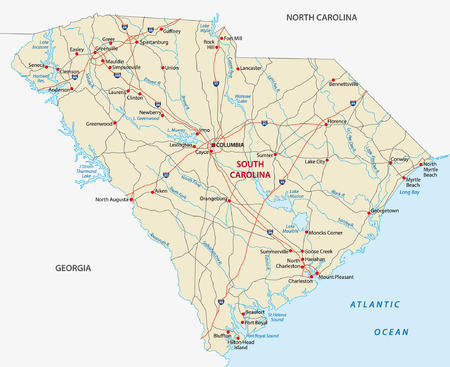 south carolina road mapのイラスト素材