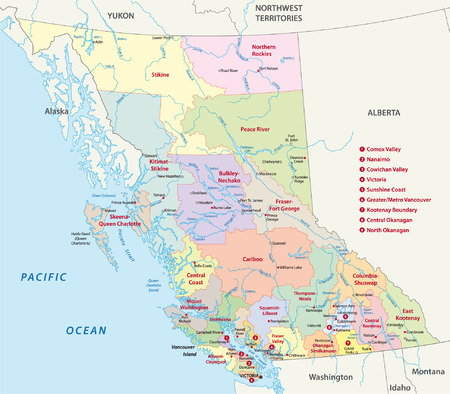 british columbia administrative mapのイラスト素材
